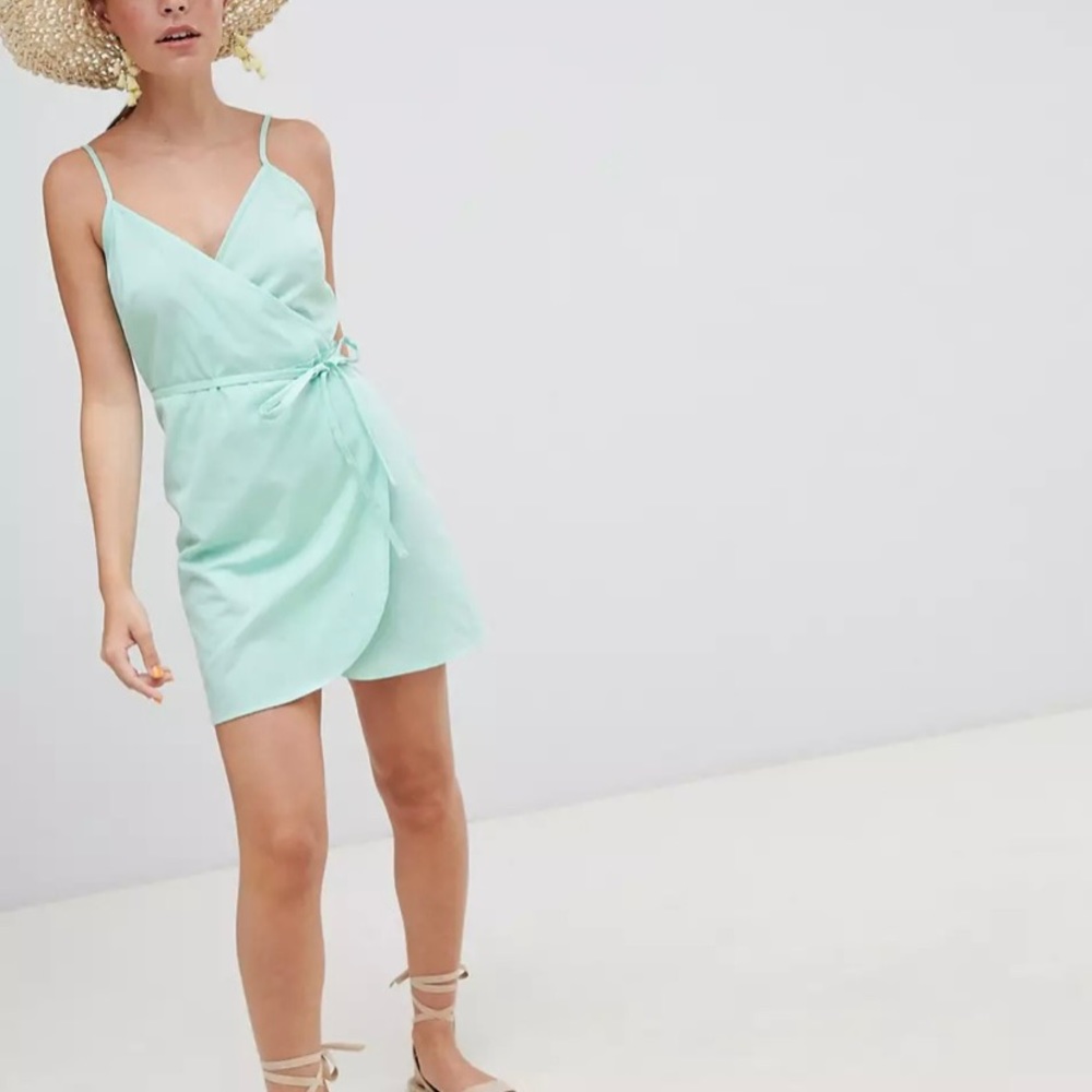 ASOS petite linen wrap side mini dress- BNWOT